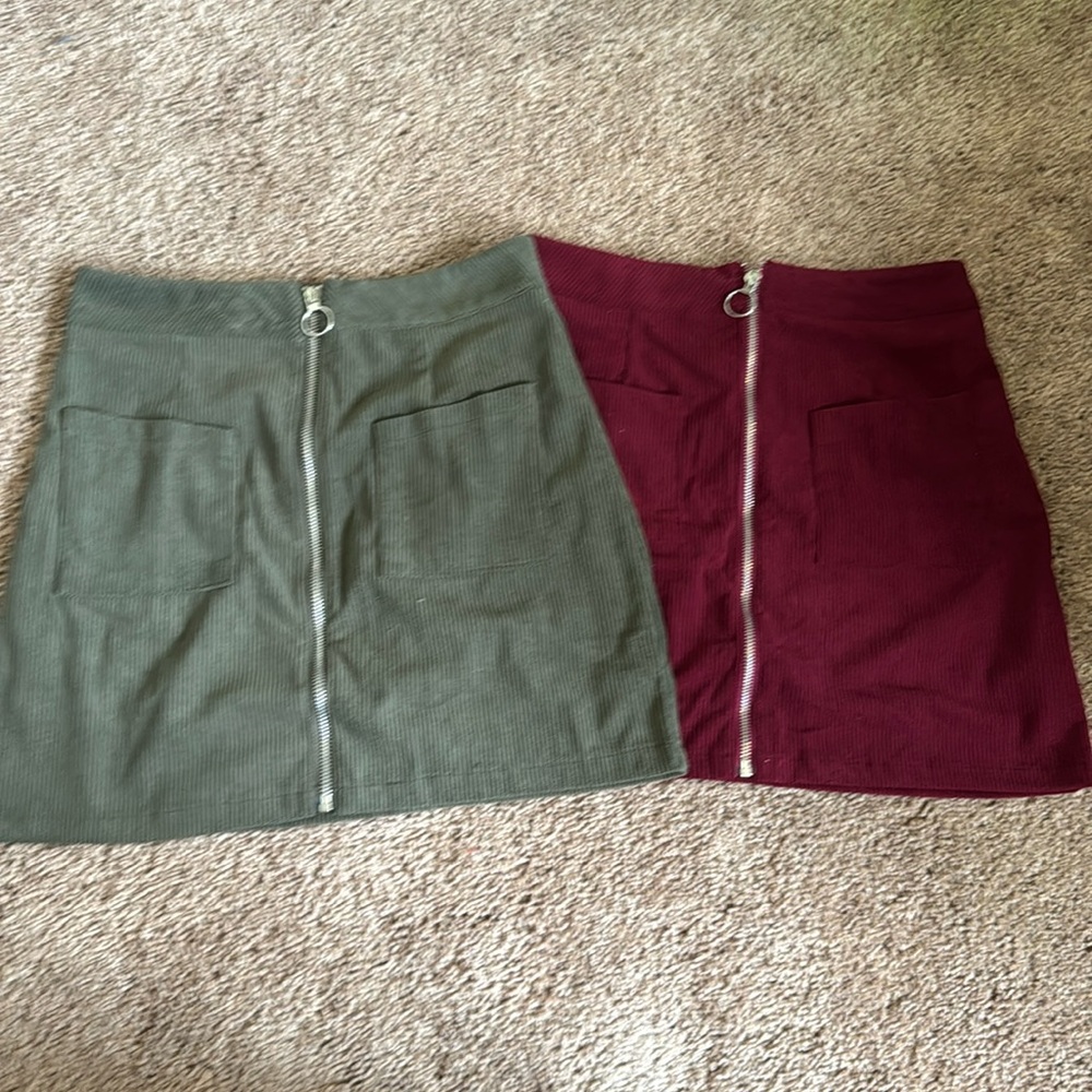 2 SHEIN corduroy skirts size small. Run a little bigger.